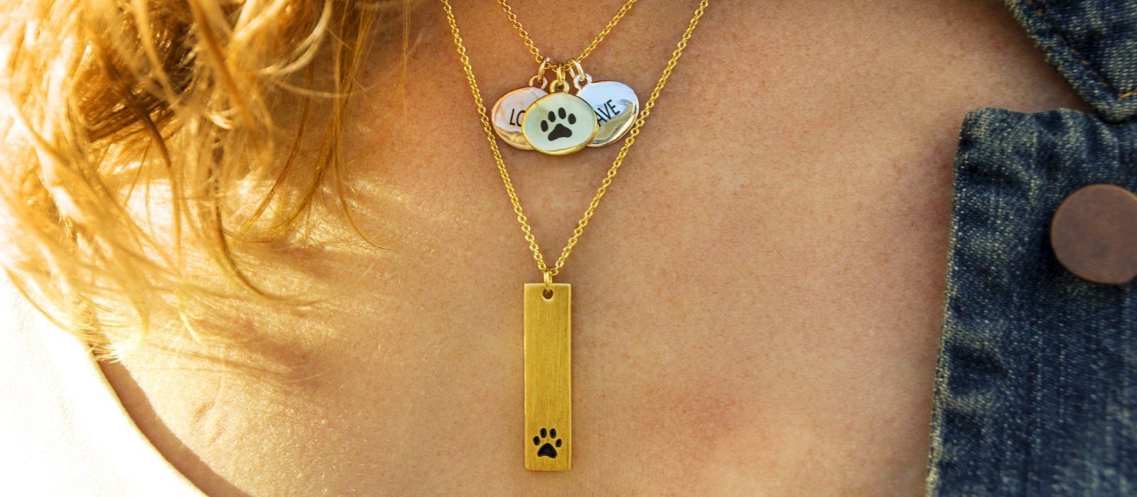 Vertical Paw Brass Necklace Necklace 