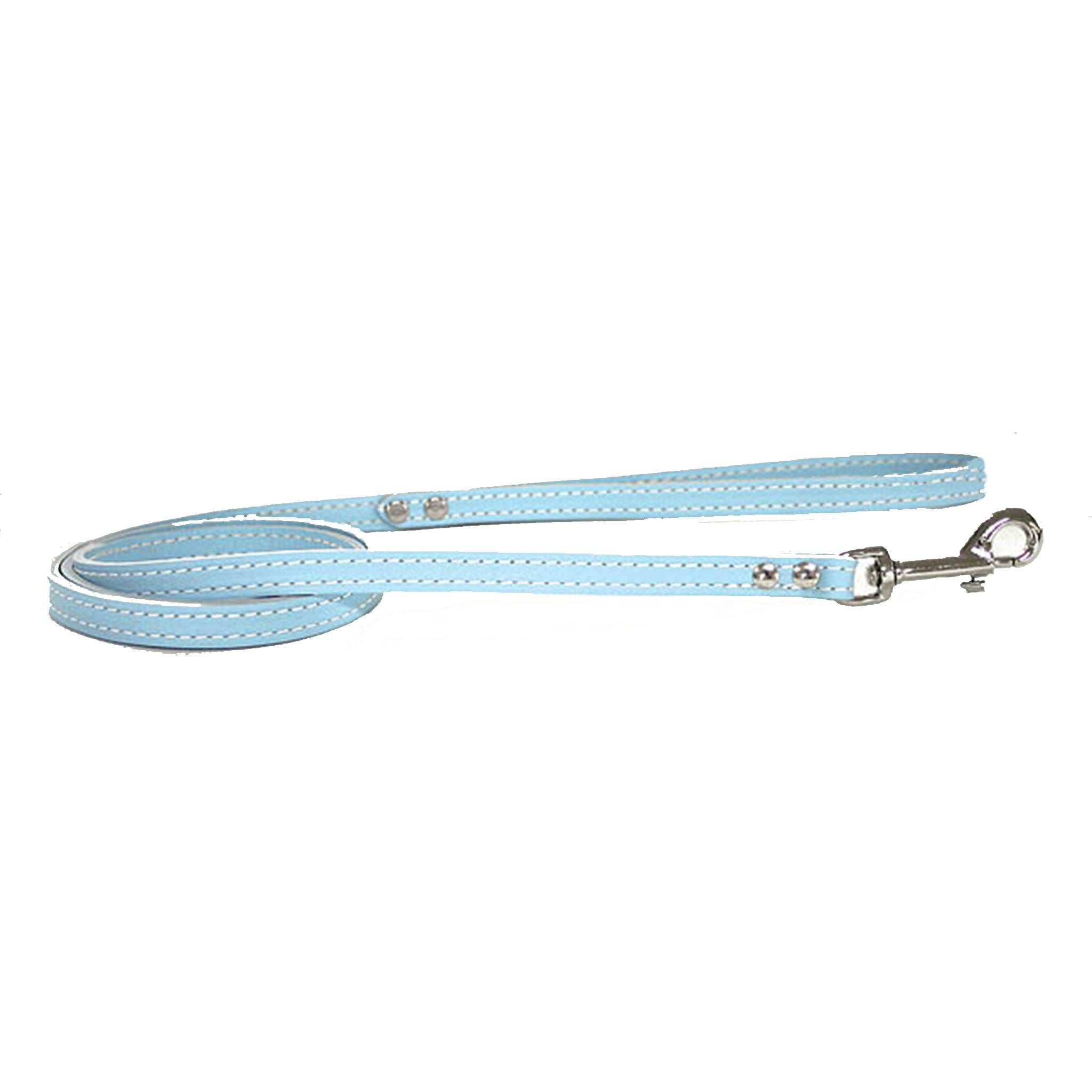 Baby Blue Leather Pet Leash Dog Leads 