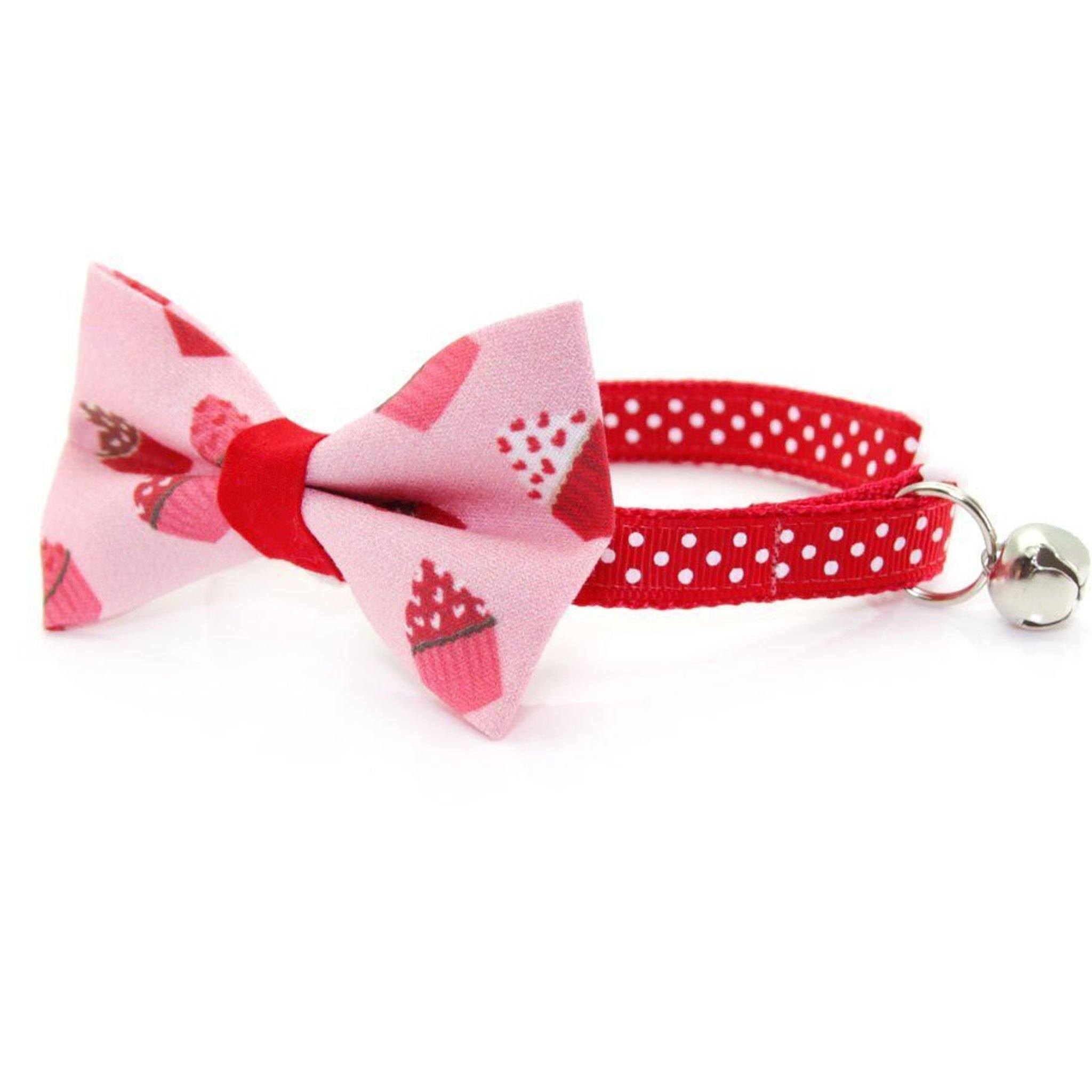 Cat Collar and Bow Tie Set - Pink Cupcake