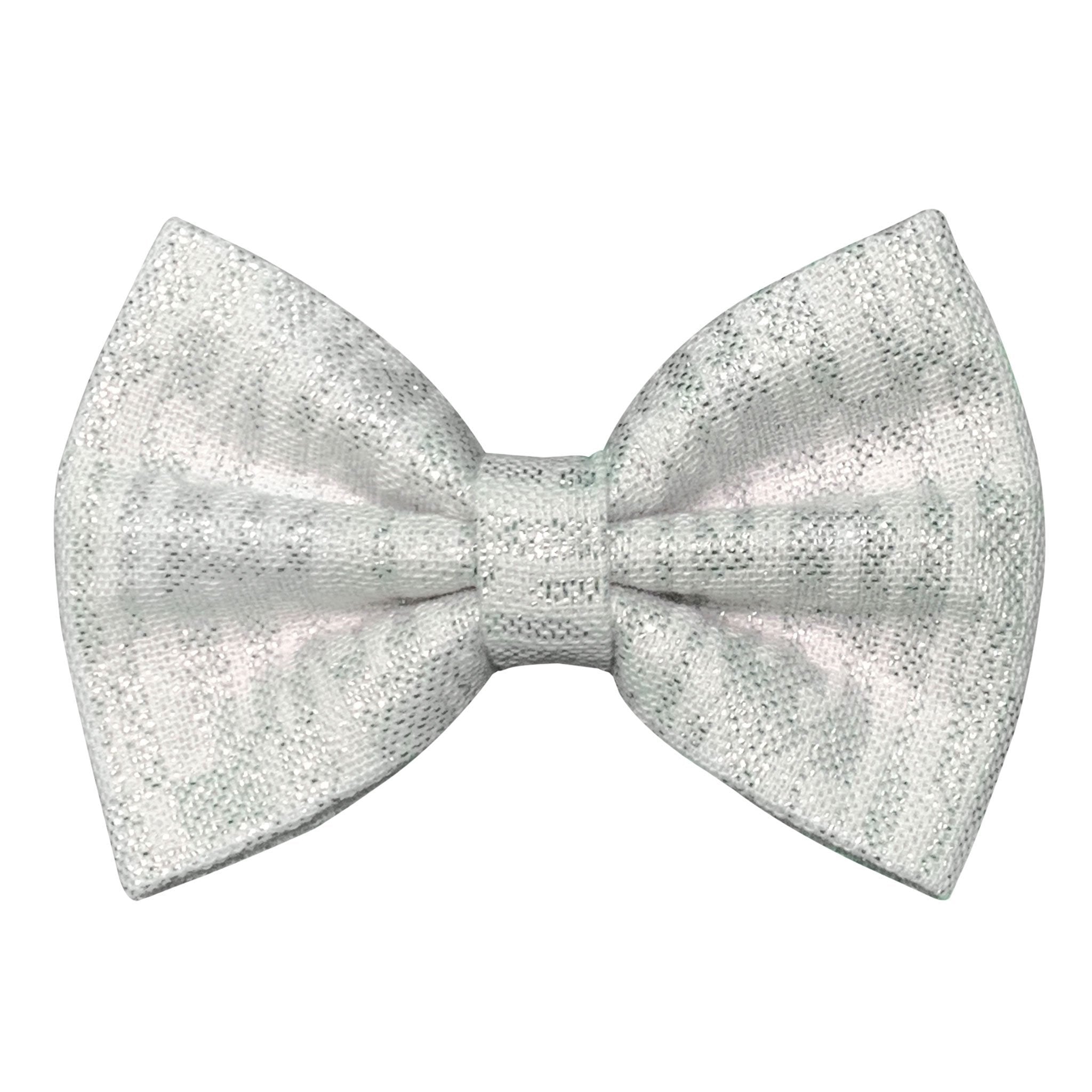 White and Silver Bow Tie for Dogs