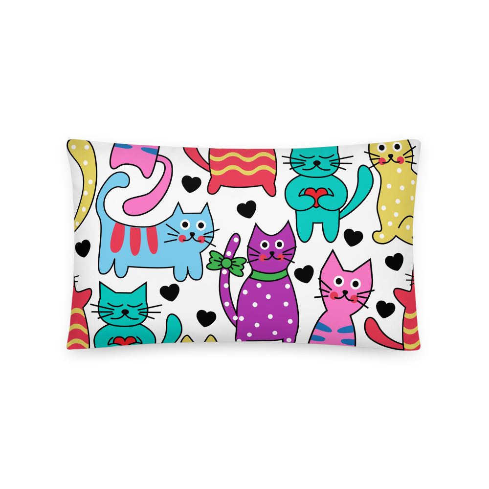 Colorful Cats Accent Pillow 20×12 