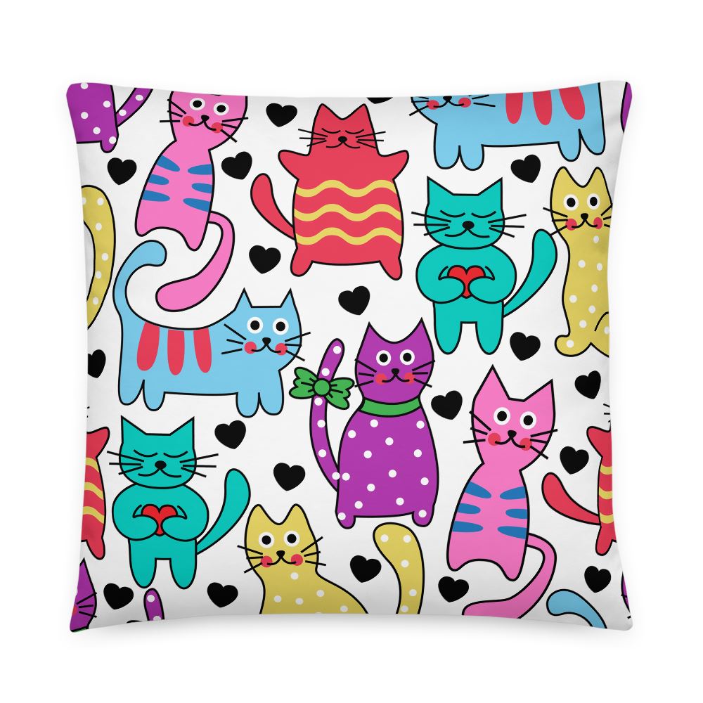 Colorful Cats Accent Pillow 22×22 