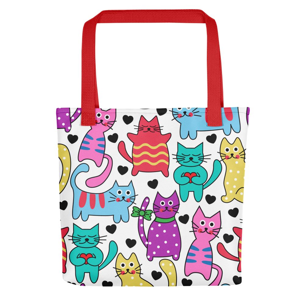 Colorful Cats Tote bag Red 