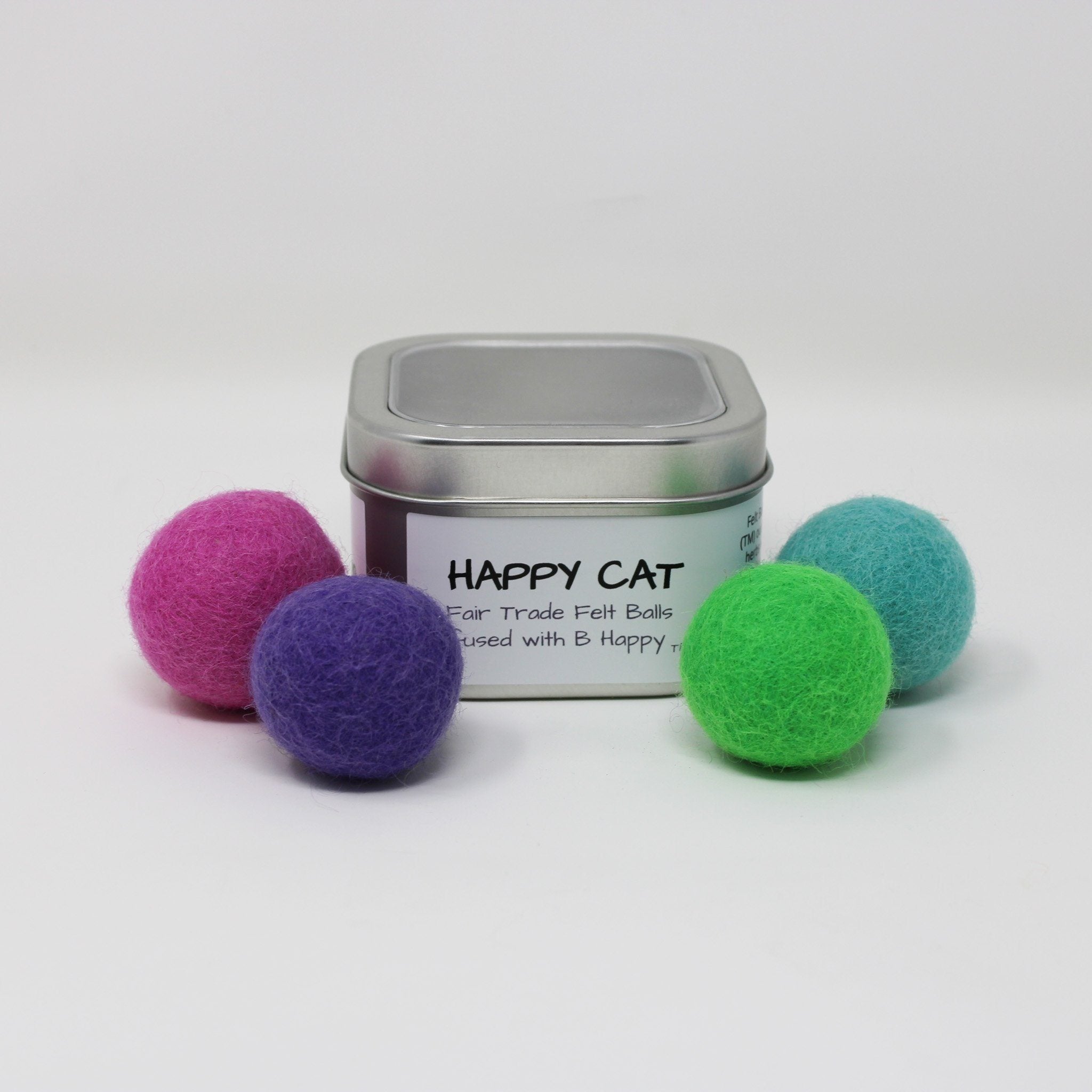 Catnip Infused Felted Balls -Gift Tin Cat Toys 