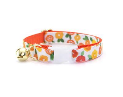 Pet Collar - Marigold - Orange and Yellow Floral Cat Collars 