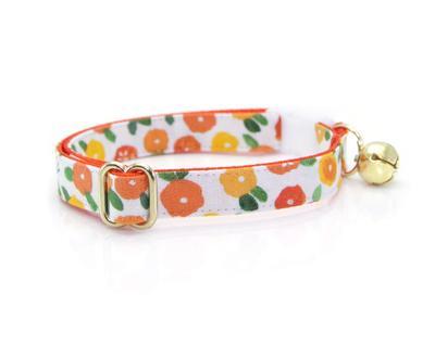 Pet Collar - Marigold - Orange and Yellow Floral Cat Collars 