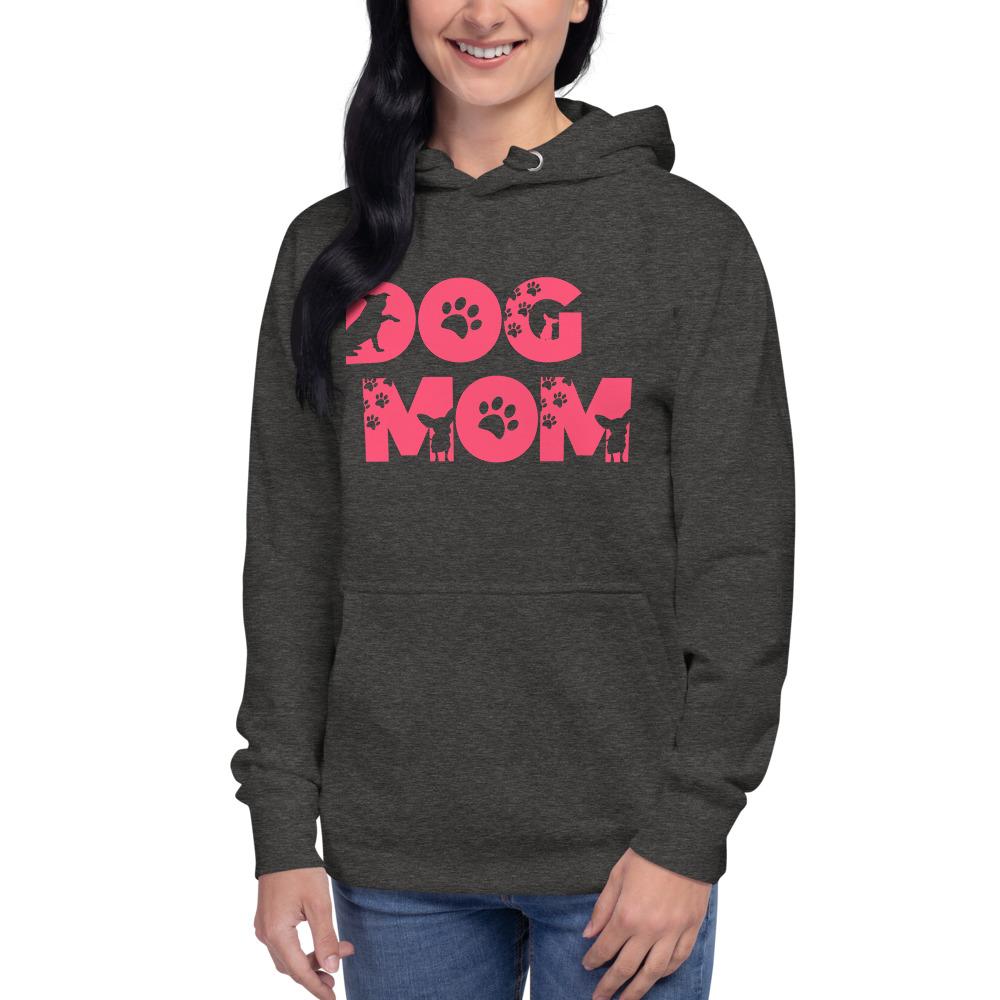 Dog Mom Silhouette Hoodie Charcoal Heather S 