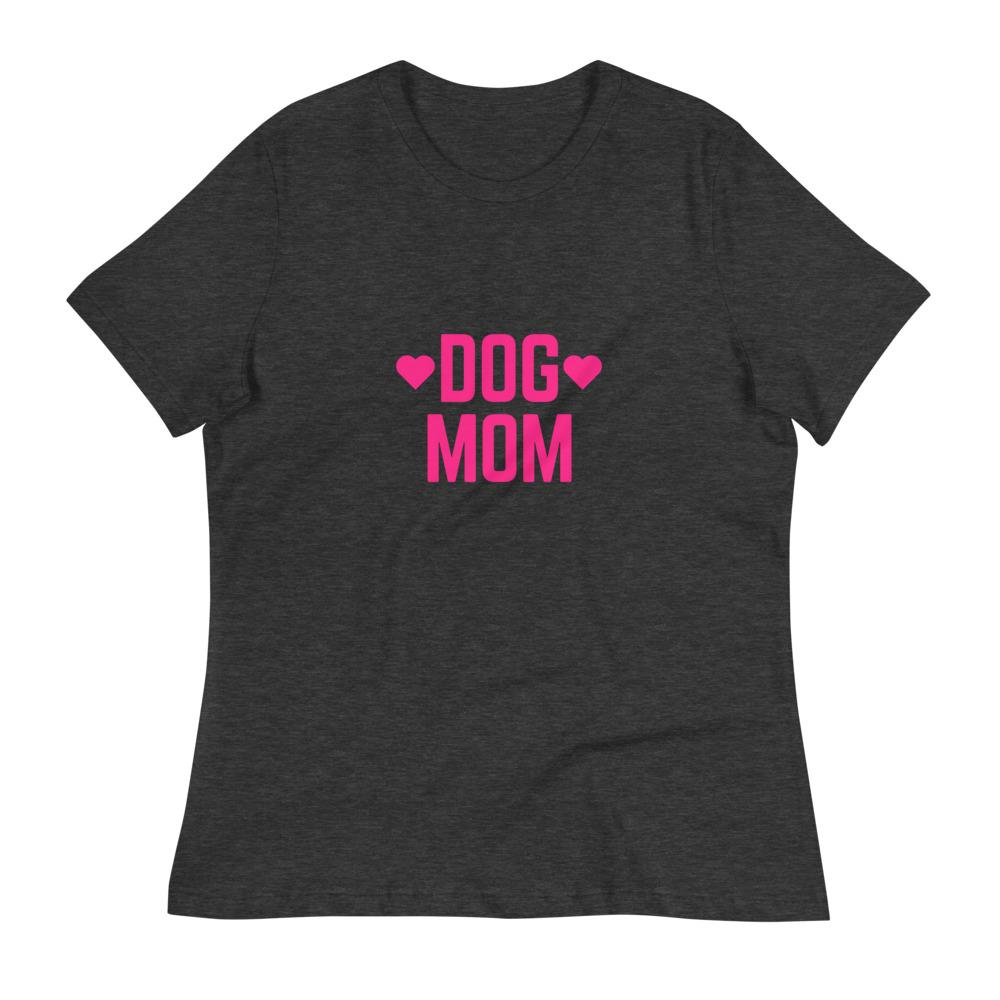 Dog Mom Relaxed T-Shirt Dark Grey Heather S 
