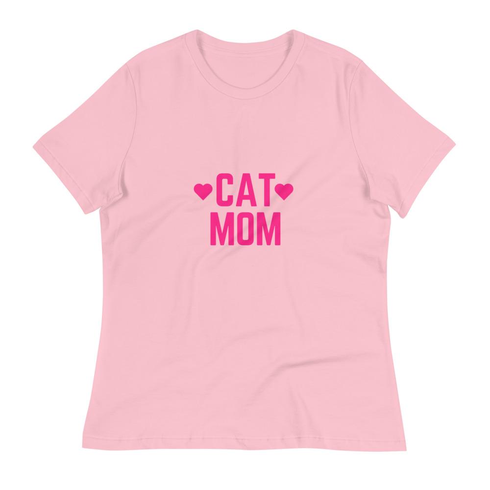 Cat Mom Relaxed T-Shirt Pink S 